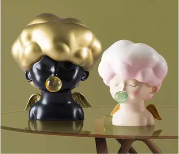 

European Bubble Girls Statues Tissue Box Office Cafe Desktop Figurines Crafts Home Livingroom Table Resin Accessories Decoration
