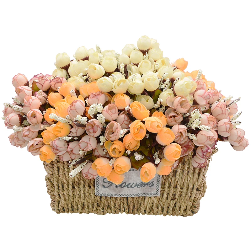 2/5 Bouquet Mini 2cm Silk Tea Roses Artificial Rose Flowers Wedding Bridal DIY Scrapbooking Craft Fake Floral Home Decor | Дом и сад