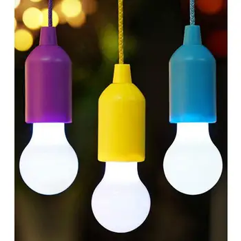 

Portable Retro Style LED Pull Cord Light Bulb Outdoor Garden Camping Tent Hanging Night Lights Lamp Battery Lighting White Light