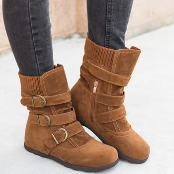 

Women Belt Buckle Boot Female Ankle Boots For Women Warm Fashion Winter Boots Woman Nice Plus Size Comfortable Snow Boots
