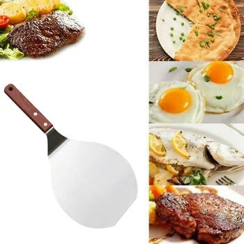 

Stainless Steel Pizza Shovel Peel With Wooden Handle Pastry Tools Cake Tray Pan Pizza Paddle Spatula Kitchen Cake Baking cutter