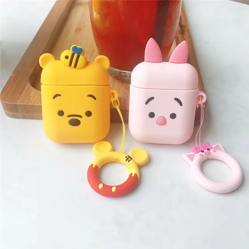 Для Apple AirPods 3D милый мультяшный поросенок Earpods чехол для Airpods 2 Winnie Bear беспроводные наушники гарнитура защитный чехол