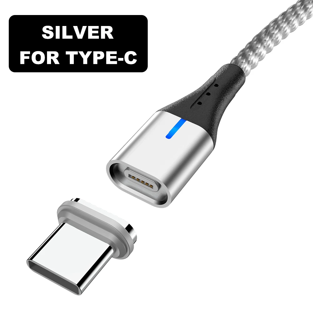 Vanniso 5A Fast Charging Magnetic USB Cable Charger 2m Micro USB Data Cable for iphone X Samsung S8 Huawei Xiaomi mi8 Usb type c - Цвет: Silver for Type C