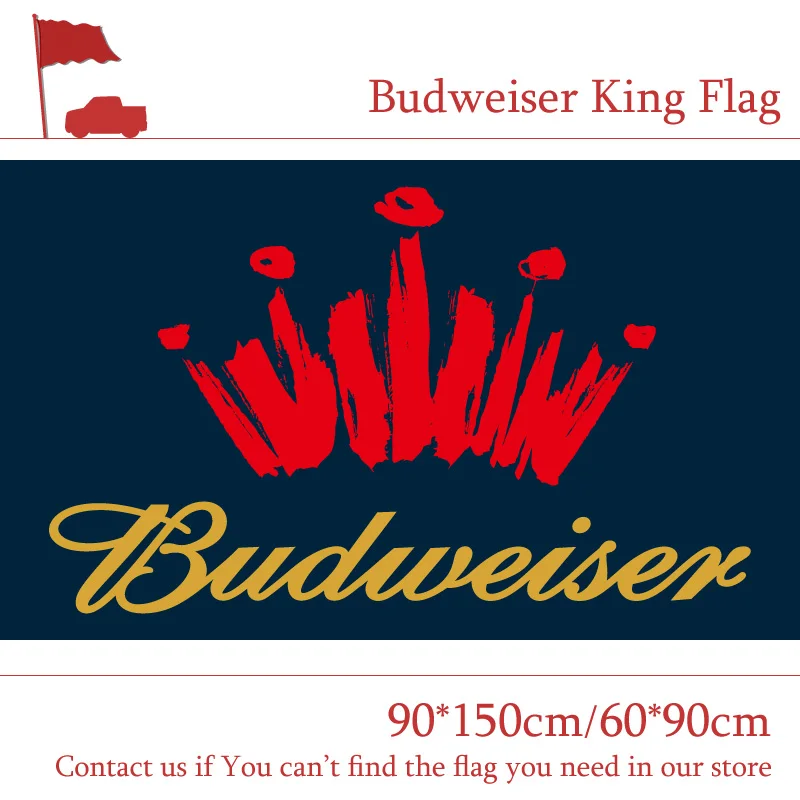 

Free shipping Budweiser King Beers Flag Outdoor Flag 3X5ft Polyester Banner Flying 150*90cm 60*90cm