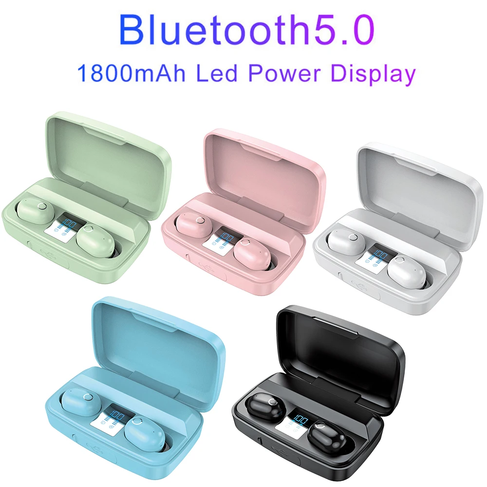 Новые наушники вкладыши Tws Bluetooth гарнитура 5 0 сенсорный светодиодный Мощность