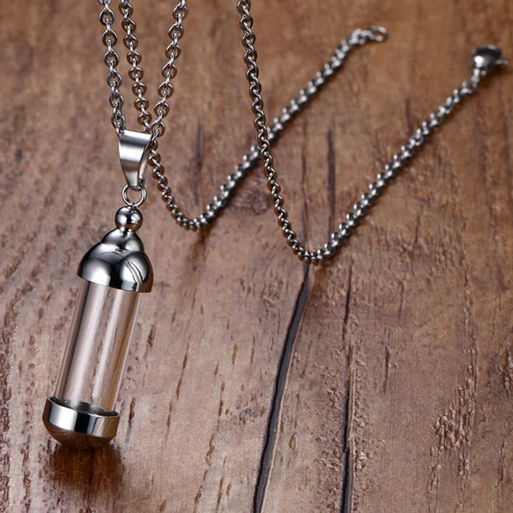 Empty Cremation Urn Keepsake Bottle Pendant Necklace for Pets