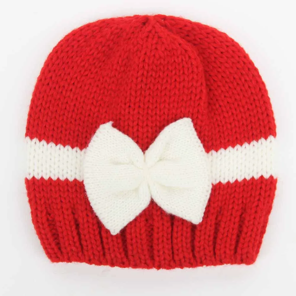 Мягкая Кепка шляпа для новорожденных мальчиков и девочек, вязание крючком из шерсти, шапка, удобная, сохраняющая тепло, зимняя шапка для новорожденных - Цвет: Red