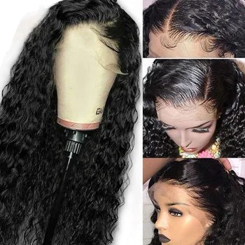

Synthetic Wigs for Black Women Lace Front Wigs Long Loose Curly Natural Black Color Heat Resistant Fiber Hair Wigs FreeShip