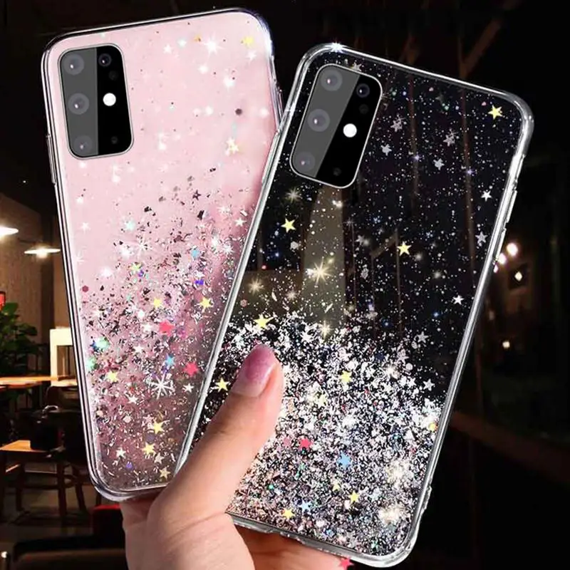 Чехол-накладка для Samsung Galaxy A51 A71 A21S A50 S21 S20 S10 S9 S8 Plus Note 20 с градиентными блестками |