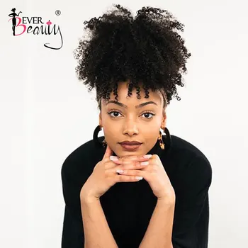 

3B 3C Queues de cheval Kinky Curly Hair 100% cheveux humains Pour les femmes noires Ever Beauty