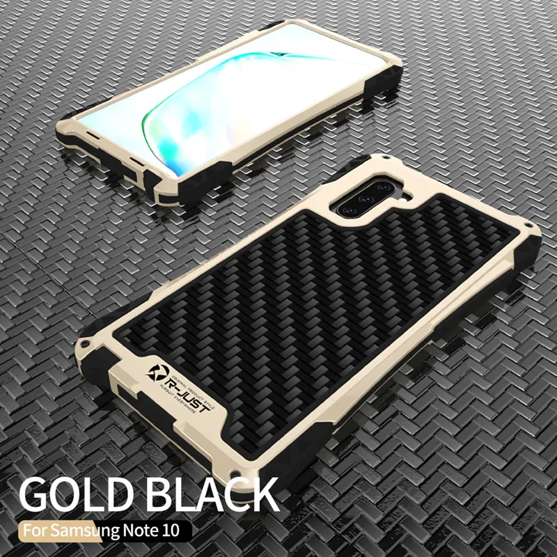 AMIRA противоударный Heavy Duty Прочный чехол-гибрид чехол для samsung Galaxy Note10 S8 S9 S10 плюс S10 5G чехол из углеродного волокна - Цвет: Gold black