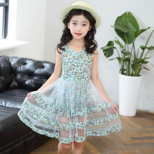 Платье для девочек, платье принцессы без рукавов для девочек детское летнее платье Детская одежда для девочек-подростков 6, 8, 10, 12, 13, 14 лет - Цвет: As Picture
