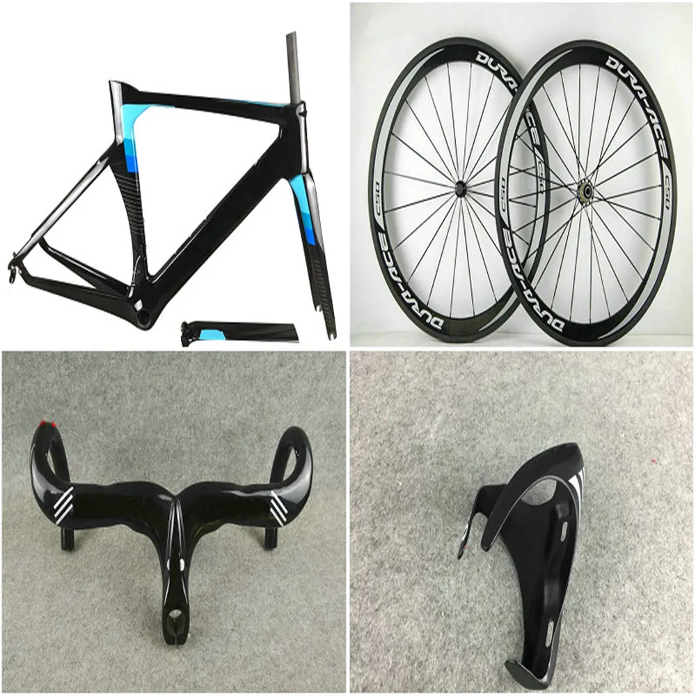 

16 Colors Blue Concept Carbon Bike Frame c50 50mm wheelset Carbon Handlebar Bottle Cages V3RS C64 frame