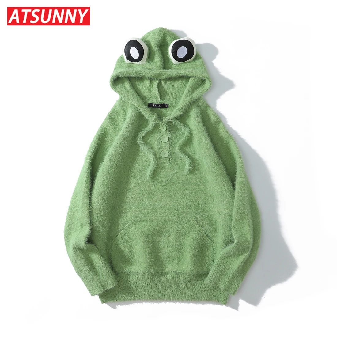 Свитер ATSUNNY Frog в стиле оверсайз уличная одежда хип-хоп готический утепленный