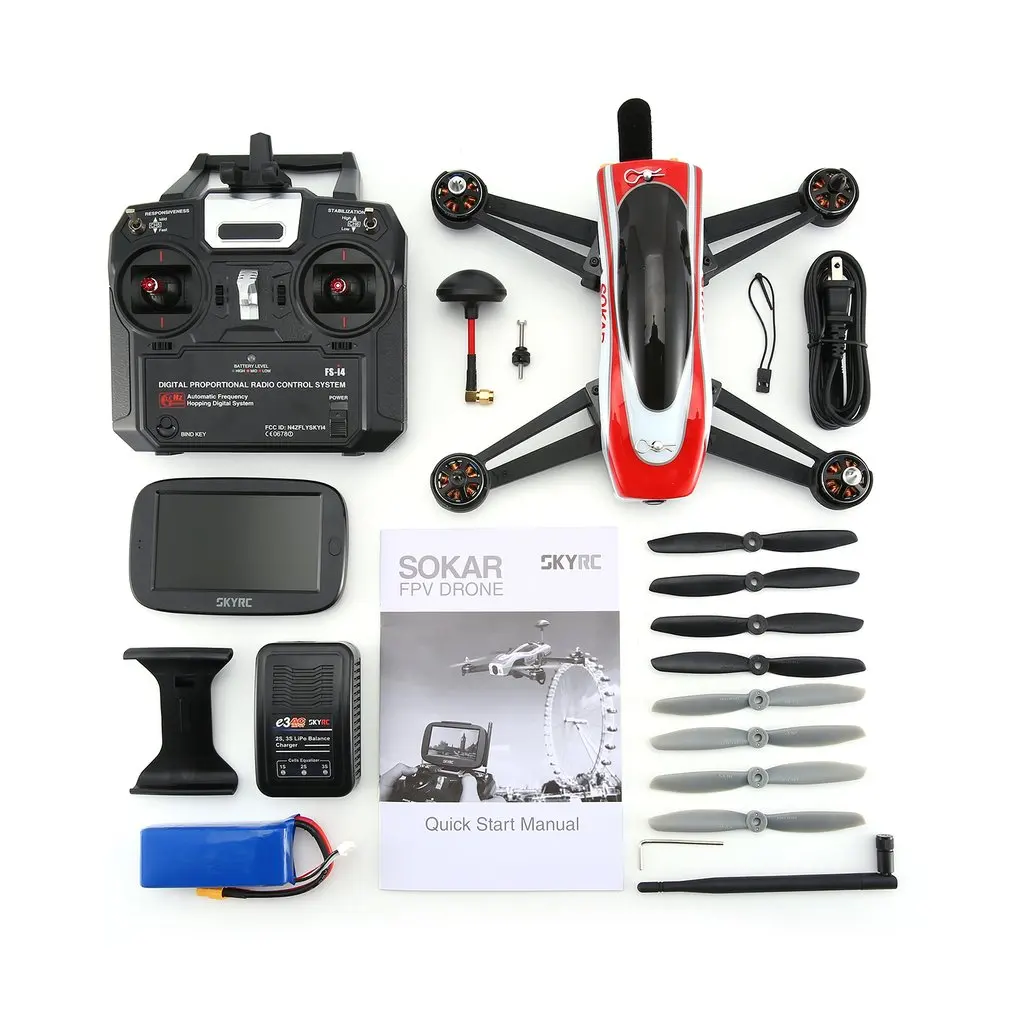 SKYRC SOKAR Drone четырехосевой Дрон 280 RTF с FPV камерой видео монитор и пульт управления