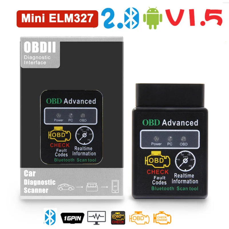 

HH OBD 2 Mini ELM327 Bluetooth Diagnostic Interface Advanced ELM 327 OBD2 Scanner for Android OBDII Code Reader