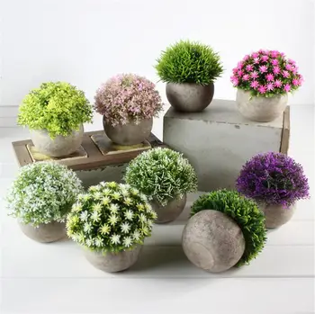 

Mini Artificial Bouquets Realistic Faux Bouquets Plants for Shelf Kitchen Counter Office Decor Tiny Plastic Miniature Desk Plant