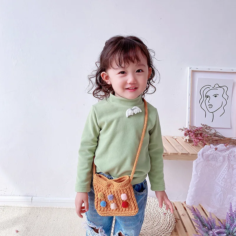 Популярные новые детские сумки через плечо из овечьей шерсти вязаная милая сумочка с принцессой модная мини-сумочка для девочек