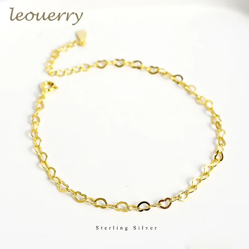 

Leouerry 925 Sterling Silver Hollow Heart Minimalist Bracelet Women Lady Elegant Hand Chain Bracelet for Wedding Party Jewelry