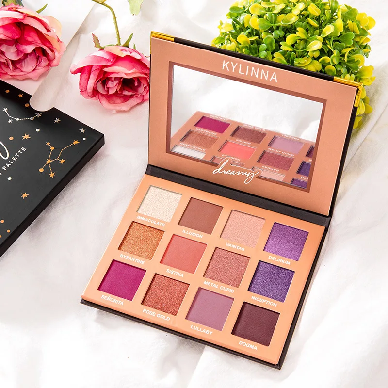 

Givenone Eye Makeup Nudes Palette 12 Color Matte Eyeshadow Pallete glitter powder Eye Shadow Earth shadows glitter eyeshadow