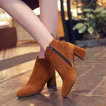 

Women Autumn New Boots Pointed Toe High Heel Women Large Size Casual Single Boots