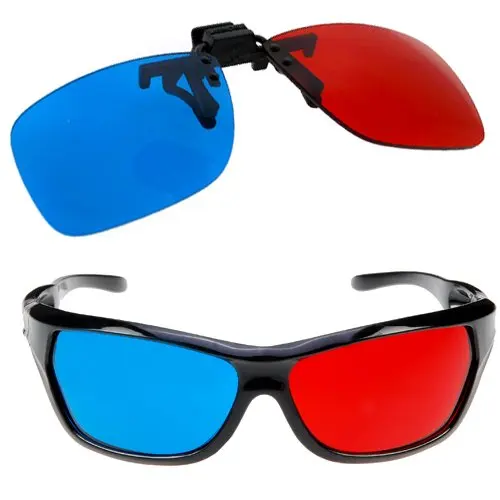 2x Red and Cyan Glasses Fits over Most Prescription Glasses for 3D Movies, Gaming and TV (1x Clip On ; 1x Anaglyph style)