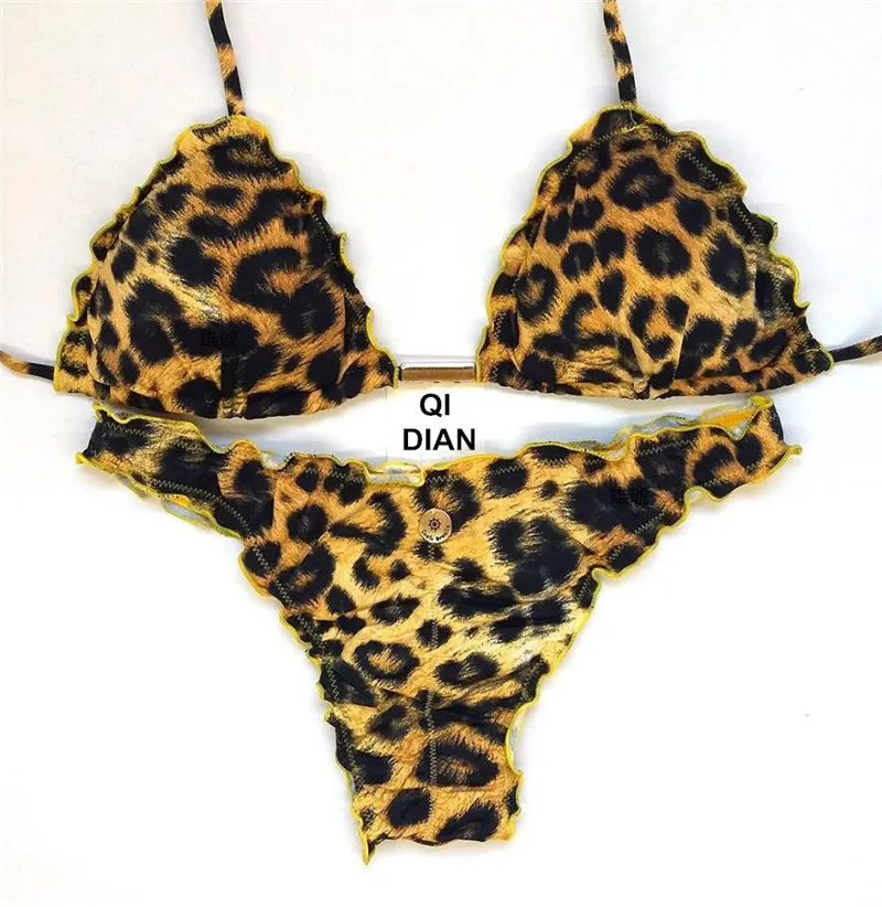 

two piece leopard bikini micro Swimsuit Women bathing costume Sexy ladies Swimwear string Bikini Set 2019 Separate swimwear suit