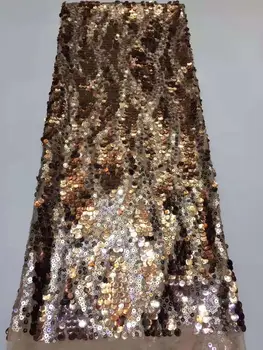 

Multi-seam multi-process embroidery French mesh African lace embroidered sequins Nigeria lace is evening dress dress suit design