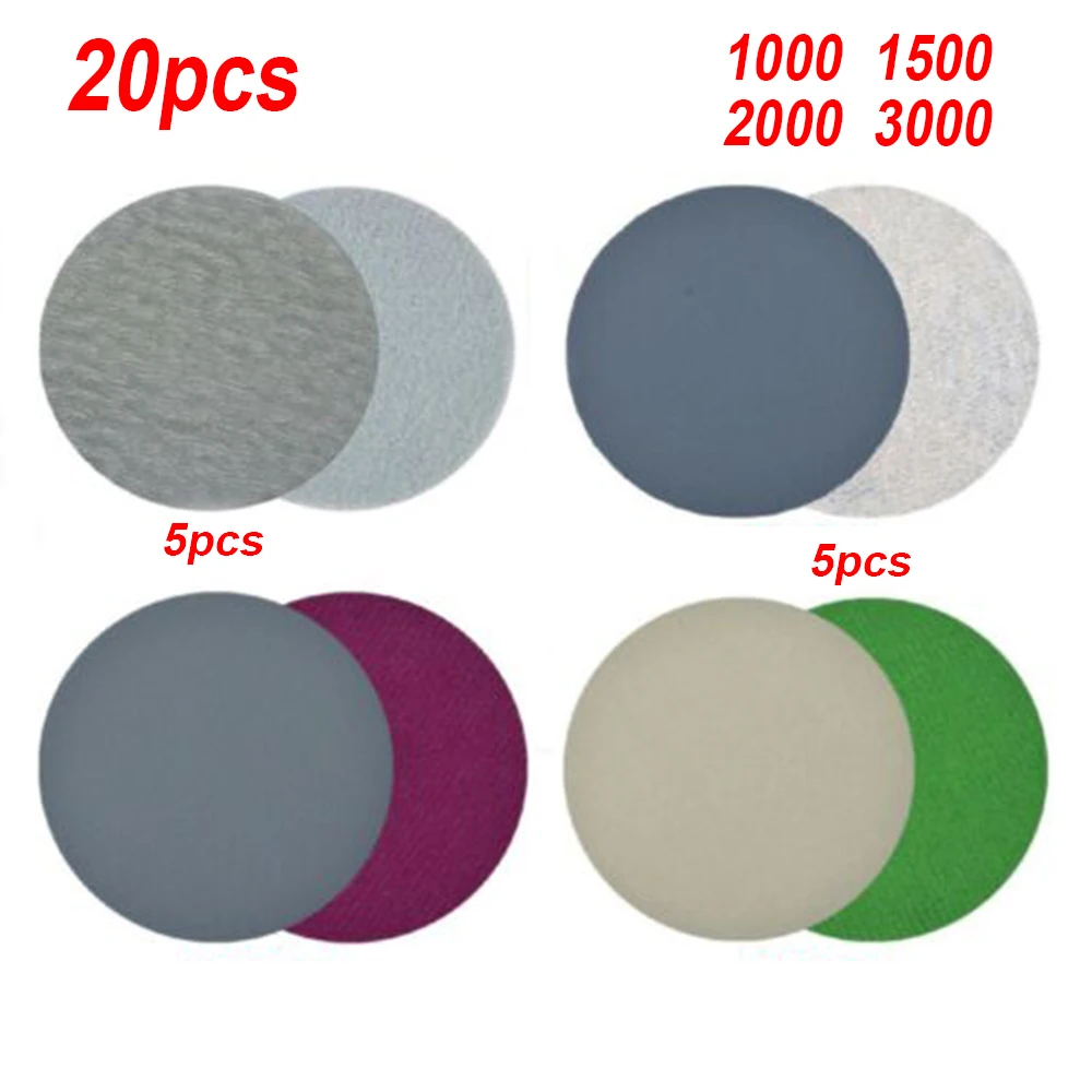 20pcs 996A6inch Round 150mm Flocked Backing Sandpaper 1000/1500/2000/3000# for metal woodworking polishing and sanding