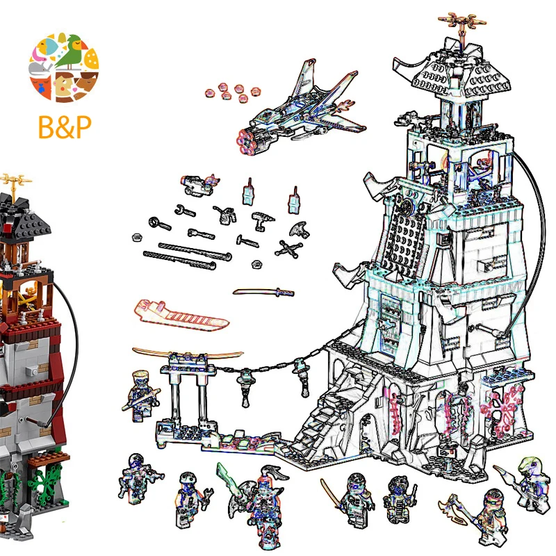 

70594 815pcs Ninja Series The lighthouse siege Model set Brick Educational Toy For children 10528 Building Block Gift