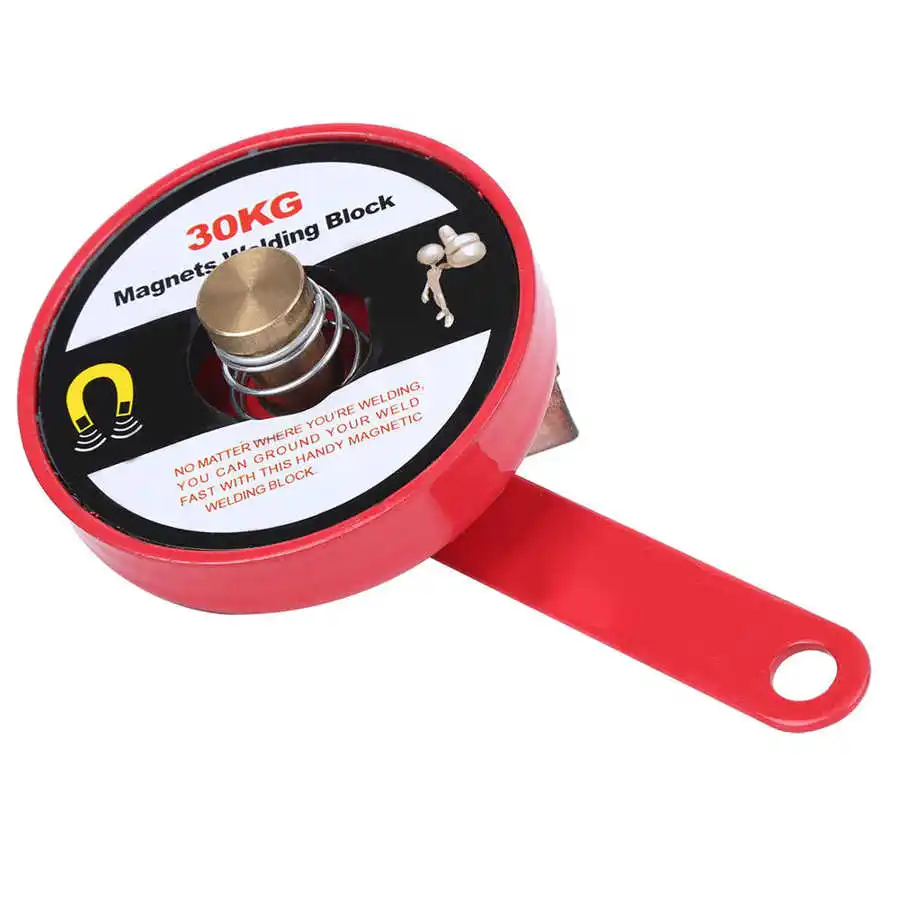 Magnet Welding Block Magnetic Grounding Positioner Clamp Red Alloy Steel 30kg Suction Welding Tool Accessories