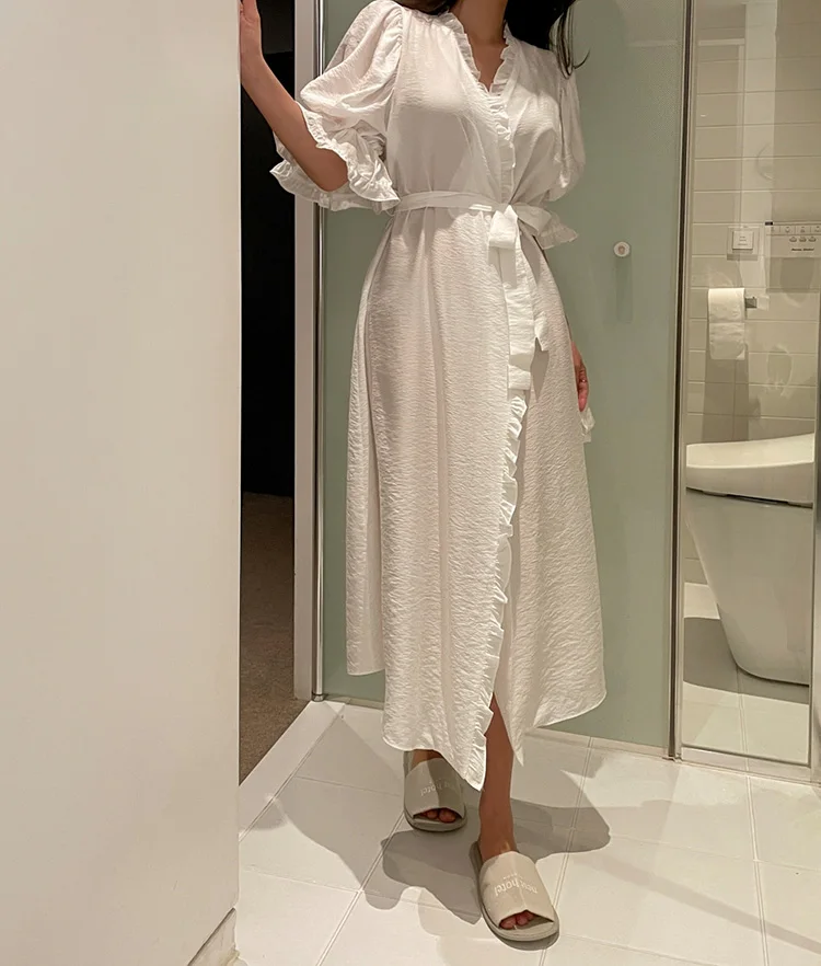 Women Sleepwear Women's Sleepwear Princess Robes Pajamas Ladies Girl's Puff Sleeve Shower Spa Robe Night Bathrobes Nightgown Robe Dressing Gown
