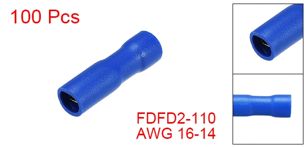 AWG 16-14 2 100Pcs Uxcell Женский Лопата обжимной терминал FDFD2-250/FDFD5-250/FDFD2-110/FDFD1.25-110 изолированный Быстрый провод разъем желтый синий красный - Цвет: AWG 16-14 2 100Pcs