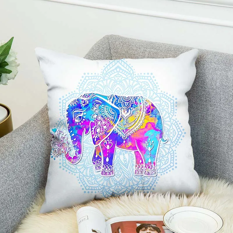Lovely Bird Owl Elephant Pattern Cotton Linen Throw Pillow Cushion Cover Car Home Sofa Decorative Pillowcase