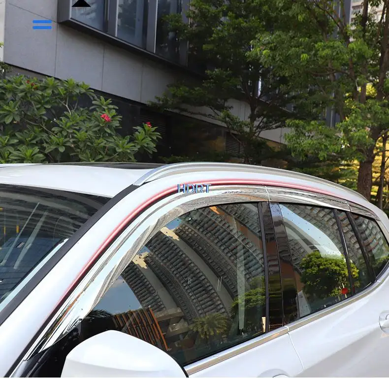 New For BMW X3 2018 2019 2020 ABS 크롬 6PCS 썬 윈도우 바이저 창 레인 쉴드 썬 가드 트림 스트립 윈도우 바이저 액세서리