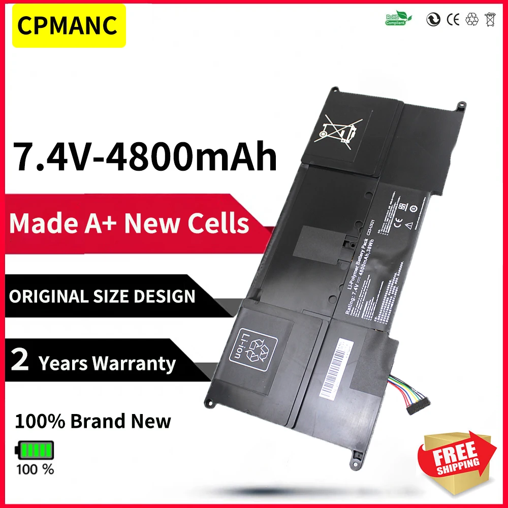 

CPMANC NEW C23-UX21 C23UX21 Laptop Battery For Asus Zenbook Ultrabook UX21 UX21A UX21E Series 4800mAh 7.4V 35Wh Free Shipping