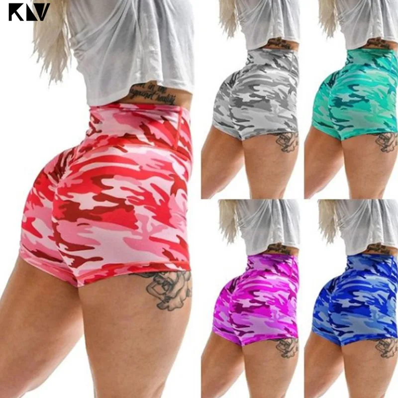 Женские камуфляжные шорты для тренировок и йоги с высокой талией Компрессионные