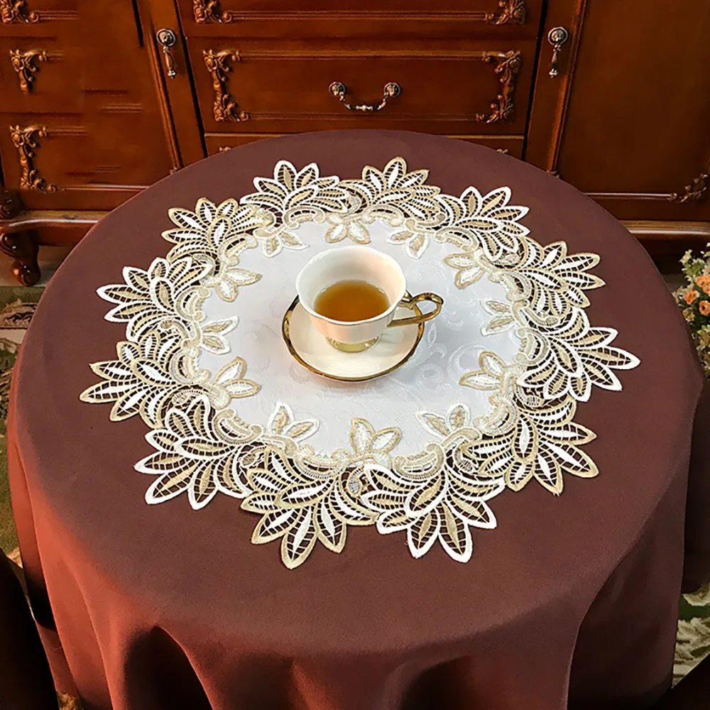 Lychee круглая вышитая подстилка под тарелку, подстаканник из хлопка, сделай сам, коврик для кухонного стола, чайная ткань, кофейная салфетка
