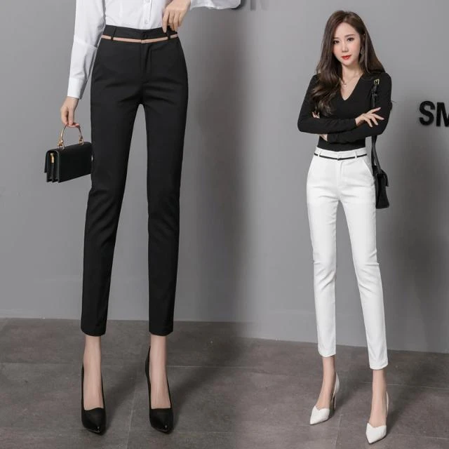 2021 Spring Summer Ankle Length Pants Women Business Casual Trousers Female  Work Wear Office Lady Career High Waist Pants L66 - Pants & Capris -  AliExpress