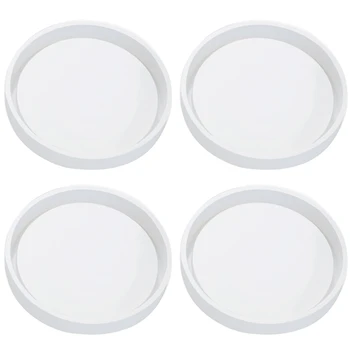 

4 Pack Big Diy Round Coaster Silicone Mold, Diameter 3.94Inch/10Cm, Molds For Casting With Resin, Cement