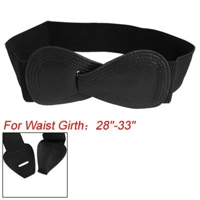 SODIAL(R) 8-shaped Блокировка пряжки эластичный кинч ремень черный для женщин