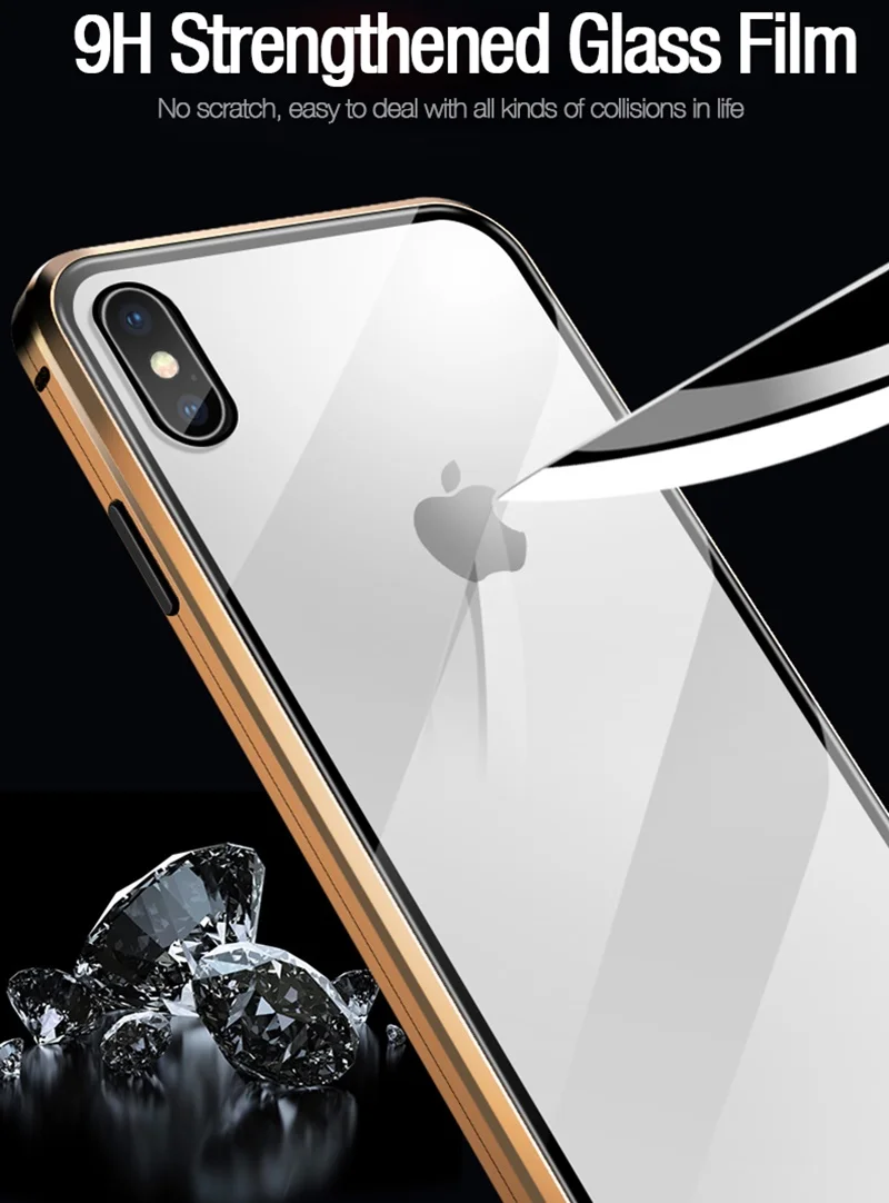 Магнитный металлический чехол для iPhone 11 Pro XS MAX XR X 6 6S 7 8 Plus Анти-шпион противоударные двойные боковые крышки из закаленного стекла