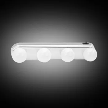 

4 Bulbs Portable Cosmetic Mirror Light Kit Battery Powered For Makeup Light Matel Base Portable Design Suction Cup