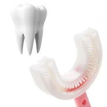 Novo infantil infantil escova de dentes u silicone escova de dentes boca limpeza manual dos desenhos animados padrão versão à mão 2 12t