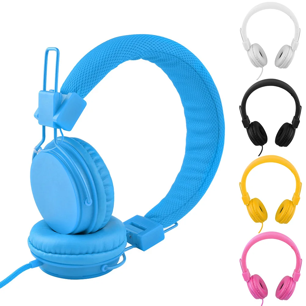 Adjustable Kids Stereo Headphones Wired Cord On Ear Foldable Headset Children Built in Mic E H004