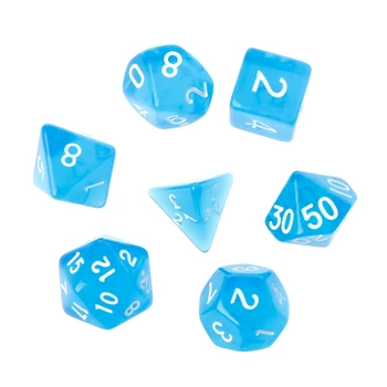 

7Pcs Clear Polyhedral Game Dice For Dragon Pathfinder D20 D12 2xD10 D8 D6 D4