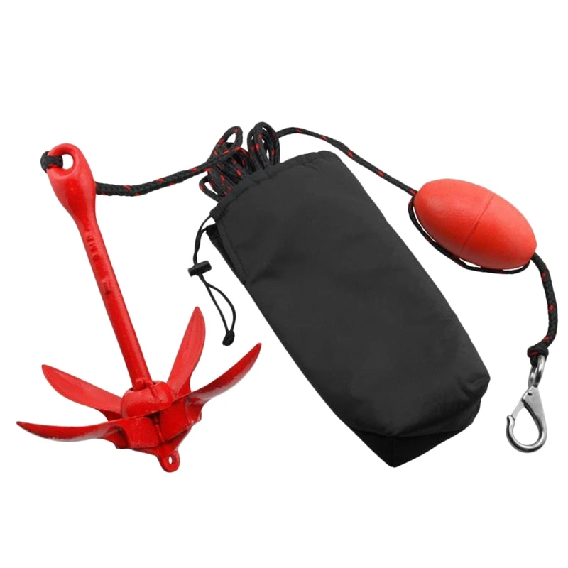 

ABUO-Heavy Duty Boat Kayak Canoe Folding Anchor With Rope Buoy Snap Hook Kit