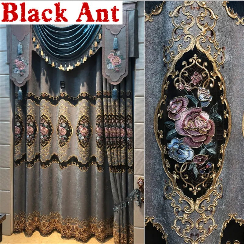Ажурные шторы из шенили затемняющие для гостиной драпировка вышивка роскошные