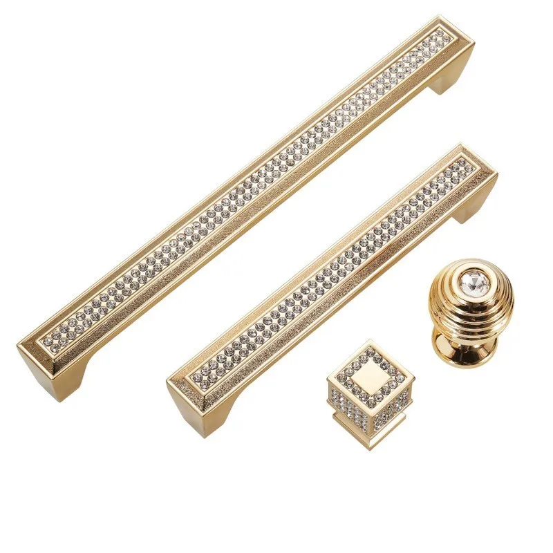 5 шт. золотые дверные ручки алмазные кухонные шкафов и дверная ручка Европейский