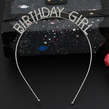 

Birthday European and American Crystal Alphabet Alloy Hairband Ladies Birthday Party Hair Accessories Holiday Fashion Headband